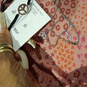 AUTHENTIC SOLID STERLING SILVER CZ ☮️ PEACE BRACELET STUDS GOOD LUCK ANKLET 10"